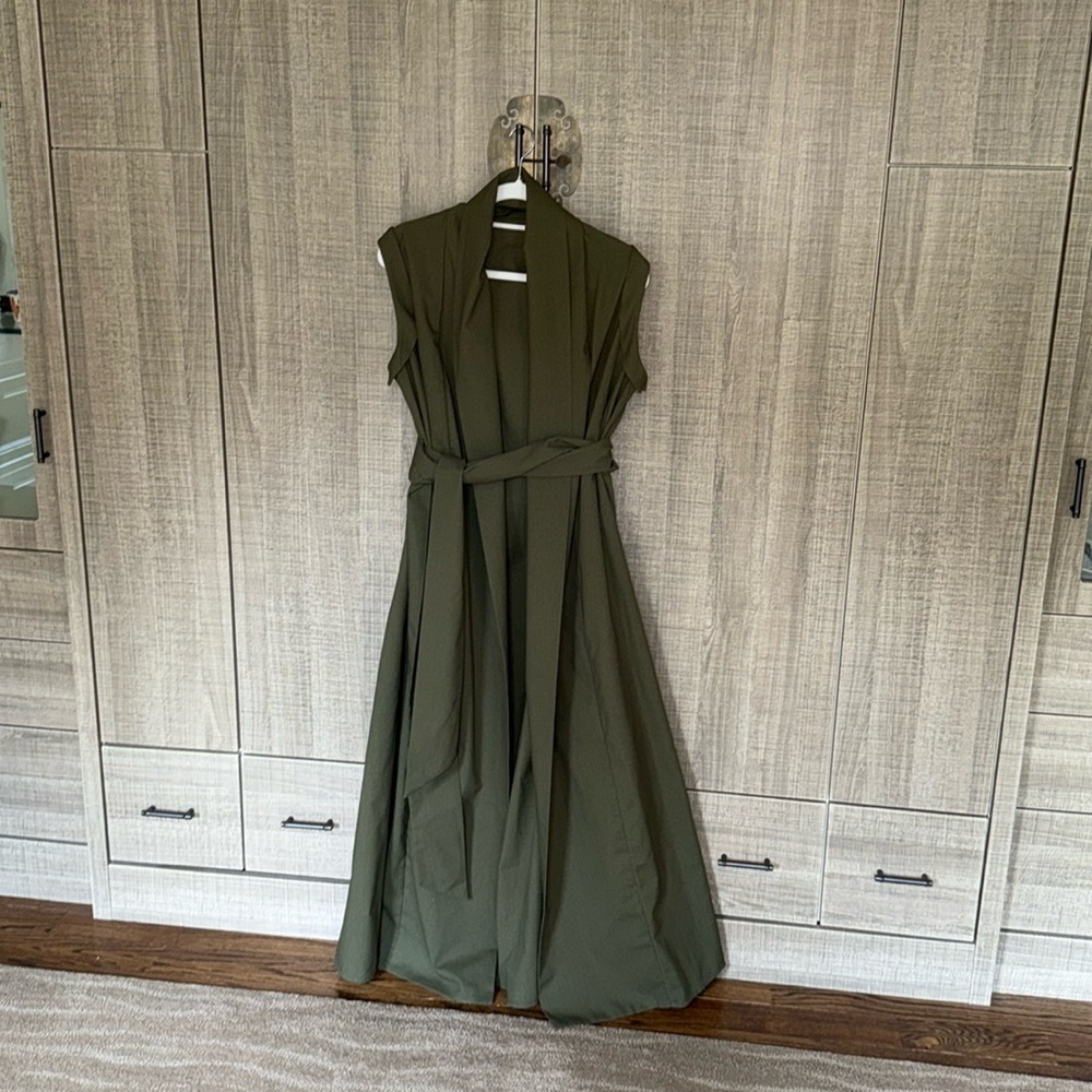 COMMENSE Cotton‎ & Linen Belted Sleeveless Open Front Long Dress - Picture 8 of 17